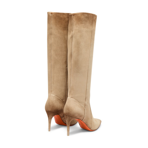 Women's beige suede high-heel boot - Santoni - 3