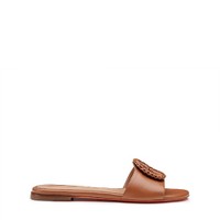Women's brown leather slide sandal - Santoni - 1
