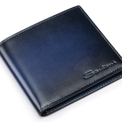 Portefeuille en cuir bleu - Santoni - 4
