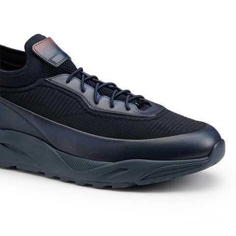 Men's blue leather sneaker - Santoni - 5