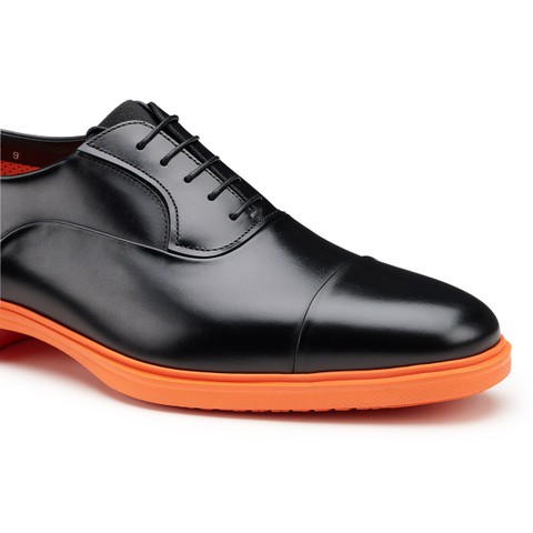Men's black leather Easy Run lace-up - Santoni - 5