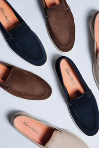 Men's blue suede loafer - Santoni - editorial