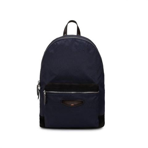 Blue suede and leather backpack - Santoni - 1