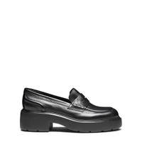Women's black leather Easy penny loafer - Santoni - 1