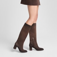 Women's dark brown suede mid-heel boot - Santoni - 2