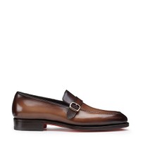 Men's brown leather single-monk loafer - Santoni - 1