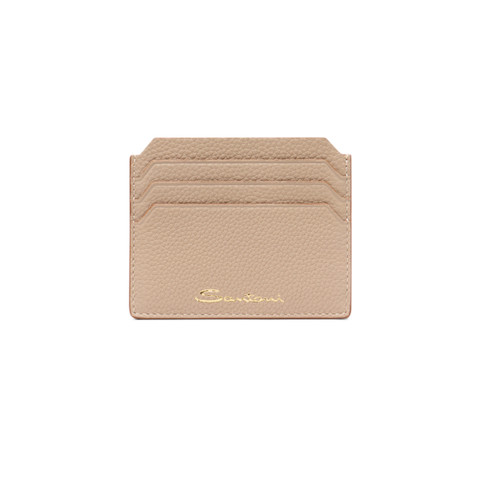 Beige tumbled leather credit card holder - Santoni - 1