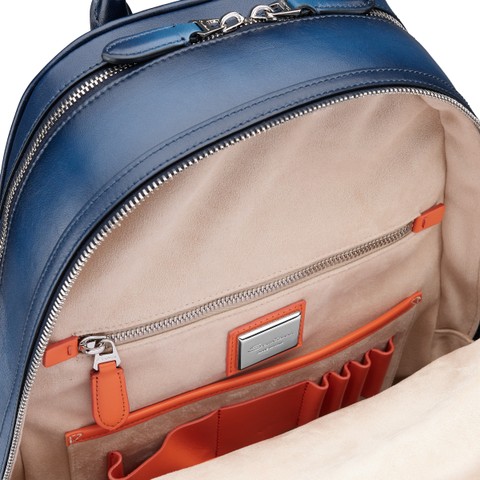 Sac &agrave; dos en cuir bleu - Santoni - 4