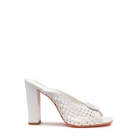 Women's white woven leather high-heel sandal - Santoni - 1
