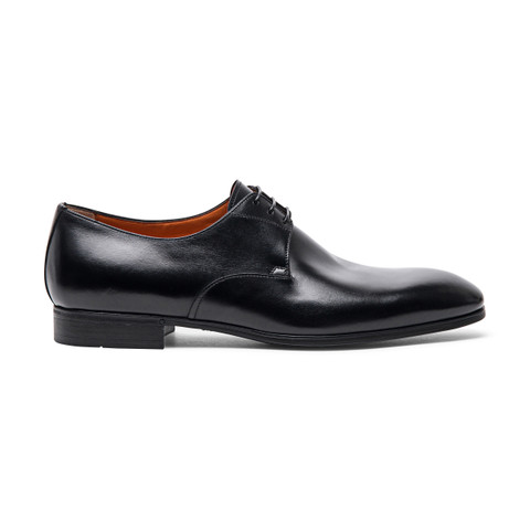 Men's polished black leather Derby shoe - Santoni - 1