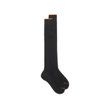 Black Filo di Scozia mercerised cotton high socks - Santoni - 1