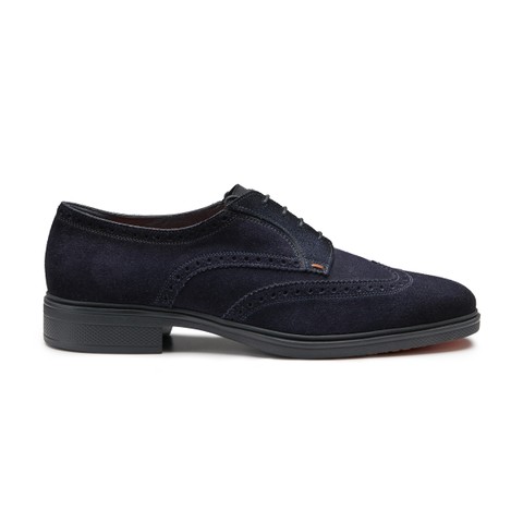 Men's blue suede Easy brogue lace-up - Santoni - 1