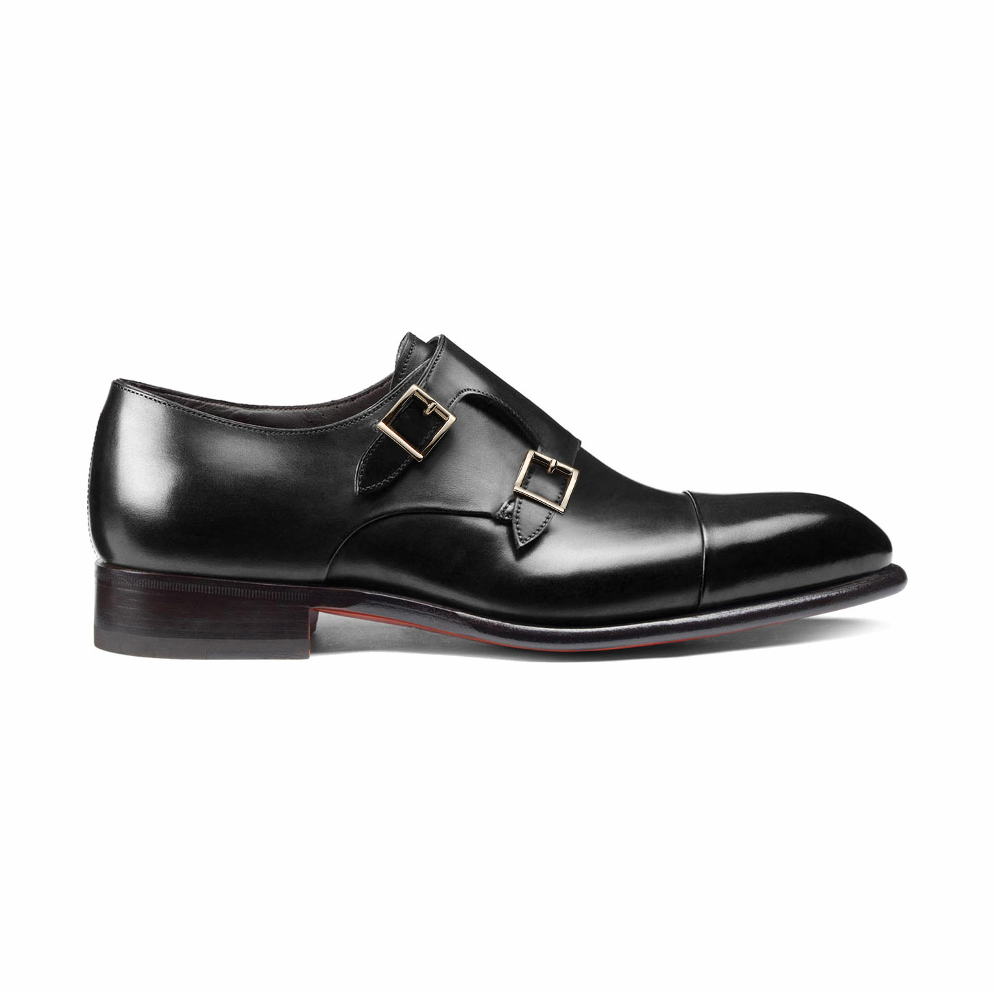 Santoni Doppia fibbia da uomo in pelle nera