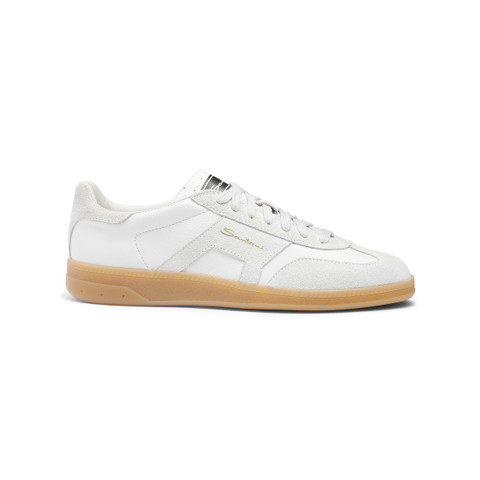 Women's white tumbled leather DBS Oly sneaker - Santoni - 1