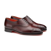 Men's orange leather brogue Oxford shoe - Santoni - 2