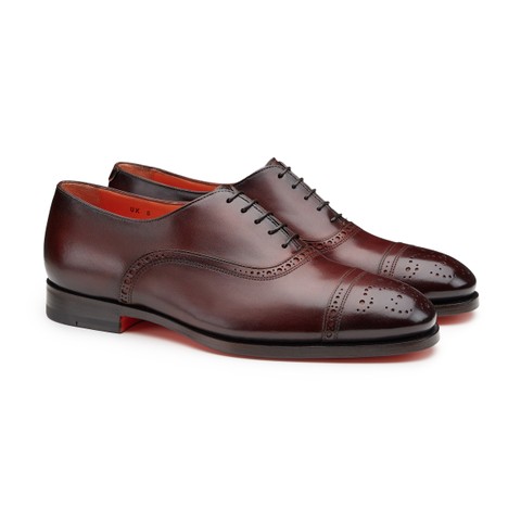 Men's orange leather brogue Oxford shoe - Santoni - 2