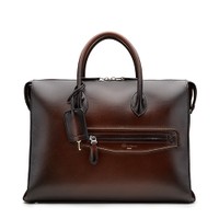 Sac d&rsquo;ordinateur en cuir brun fonc&eacute; - Santoni - 1