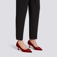 Rote Santoni-Pumps Sibille für Damen aus Samt mit mittelhohem Absatz - Santoni - 2