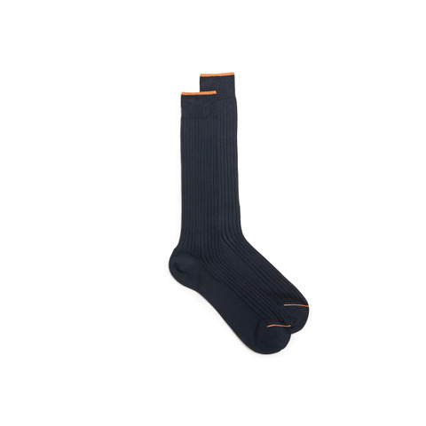 Blue Filo di Scozia mercerised cotton crew socks - Santoni - 1