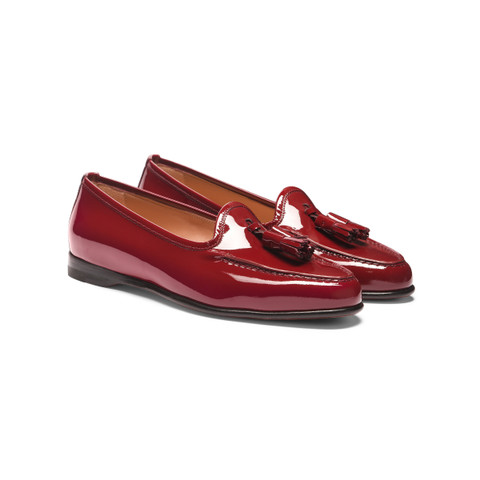 Women's red patent leather Andrea tassel loafer - Santoni - 3