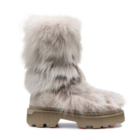 Women's natural leather and fox ankle boot - Santoni - 1