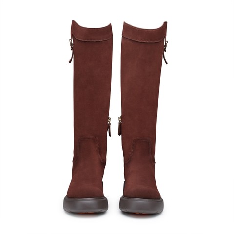 Women's dark brown suede Easy boot - Santoni - 3