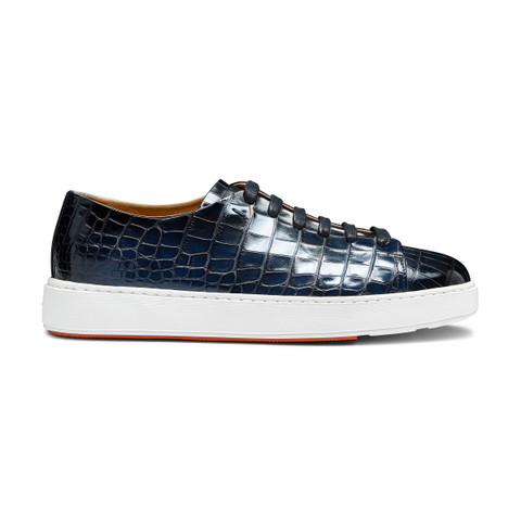 Men's blue alligator leather sneaker - Santoni - 1
