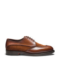 Men’s light brown leather and suede Derby shoe - Santoni - 1
