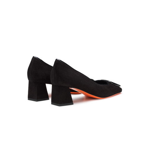 Zapatos de salón de tacón mediano de mujer de ante negro - Santoni - 4