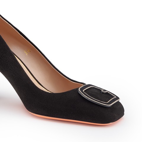 Women's black suede high-heel pump - Santoni - 5