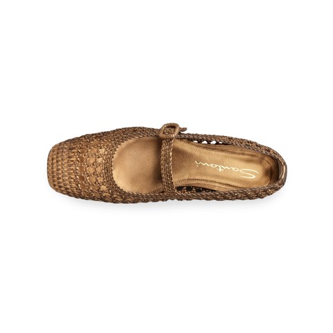 Women's gold woven leather ballet flat - Santoni - 5