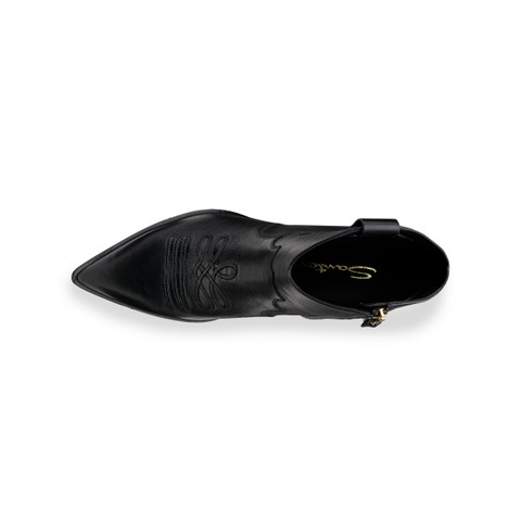 Women's black leather texan ankle boot - Santoni - 4