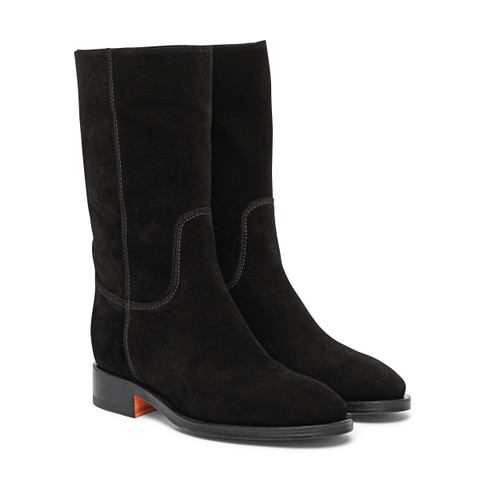 Women's black suede ankle boot - Santoni - 3