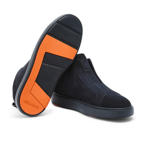 Blaue Slip-on-Sneakers für Herren aus Wildleder - Santoni - 3