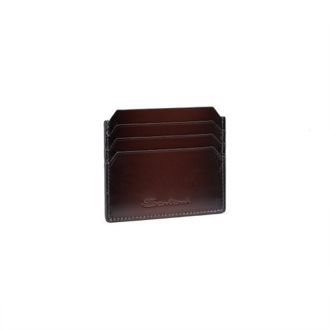 Dark brown leather credit card holder - Santoni - 2
