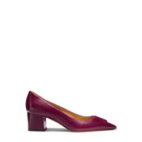 Women's red leather mid-heel Santoni Sibille pump - Santoni - 1