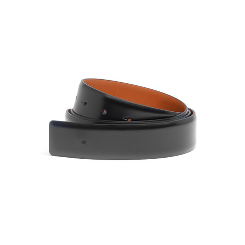 Black leather belt strap - Santoni - 1