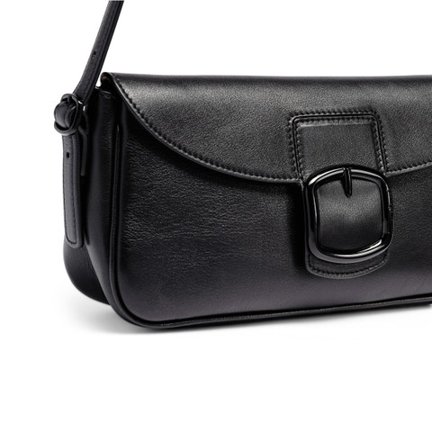 Schwarze Schultertasche aus Leder - Santoni - 6