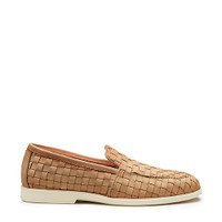 Men's beige woven suede loafer - Santoni - 1