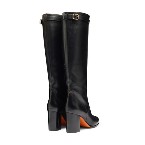 Women's black leather high-heel boot - Santoni - 3