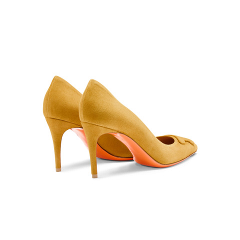 Women's yellow suede high-heel Santoni Sibille pump - Santoni - 3