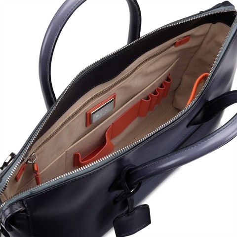 Light blue leather laptop bag - Santoni - 4