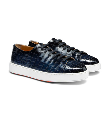 Men's blue alligator leather sneaker - Santoni - 2