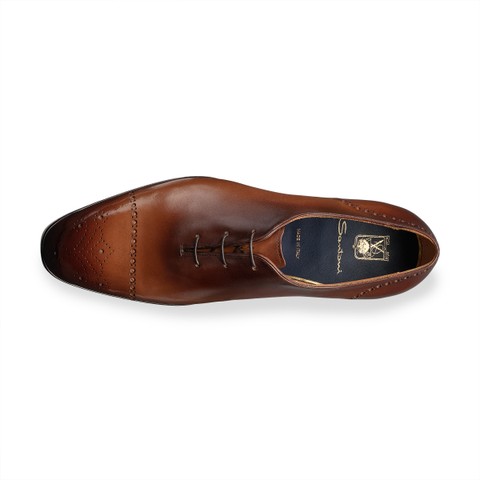 Richelieu en cuir marron pour homme - Santoni - 4