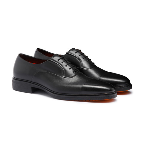 Men's black leather Easy lace-up - Santoni - 3