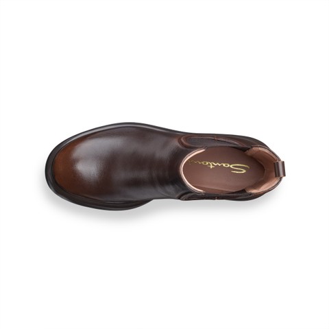 Women's dark brown leather Easy ankle boot - Santoni - 4