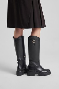 Women's black leather Easy boot - Santoni - editorial