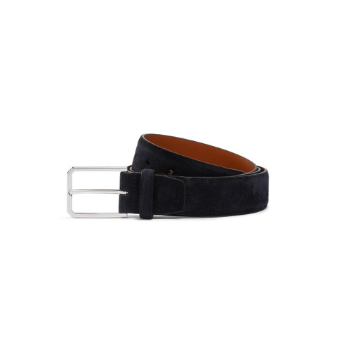 Men&rsquo;s blue suede adjustable belt - Santoni - 1