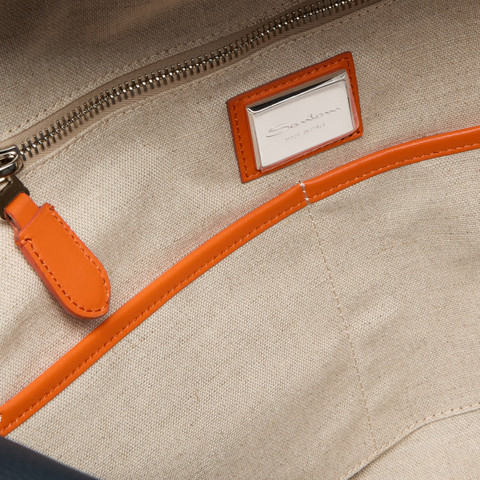 Blue tumbled leather weekend bag - Santoni - 3