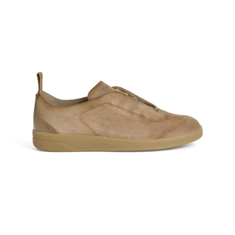 Women's light brown suede sneaker - Santoni - 1